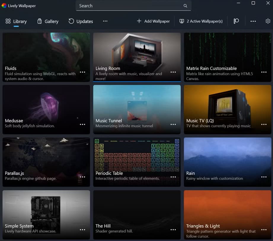 Lively Wallpaper desktop with live backgrounds
